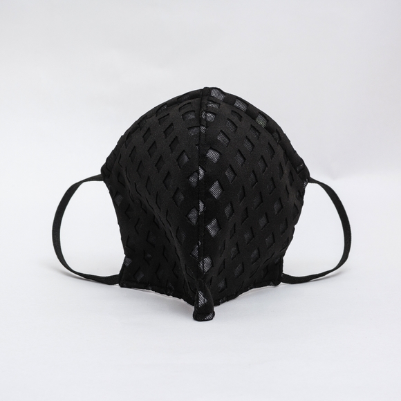 Black Poly & Linen Face Covering - Picture 2 of 4